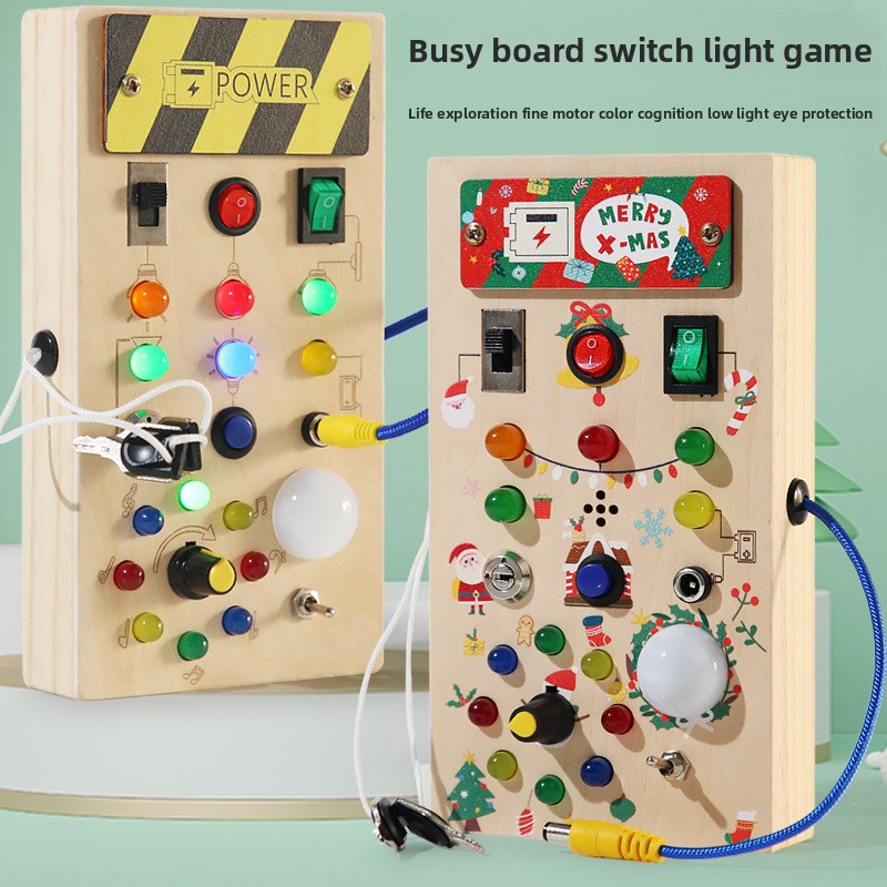 Montessori Wooden Busy Board Toddler - Montessori Esintili Hayat Becerileri Geliştirici Oyuncak,