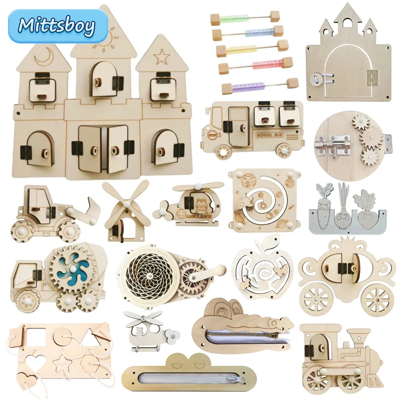 Montessori Meşgul Kurulu DIY A - Montessori Wooden Busy Board Toddler incelemesi ve fiyatı